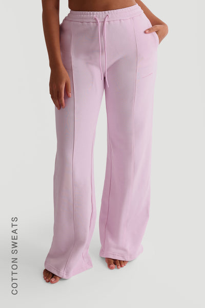 Strukturierte Weite Bein Sweatpants – Zartrosa