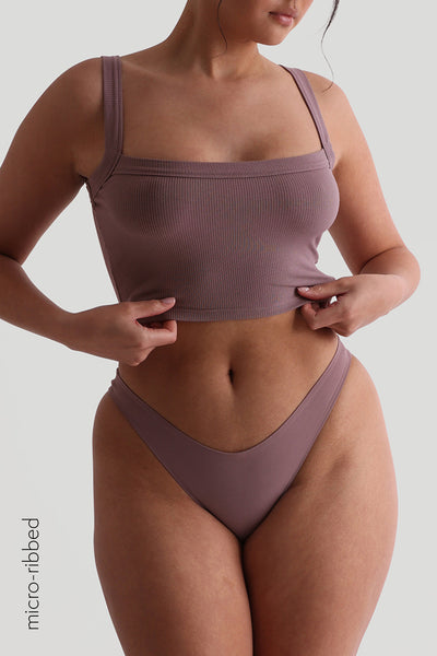 Staple Micro-Ribbed Crop Top - Vintage Purple