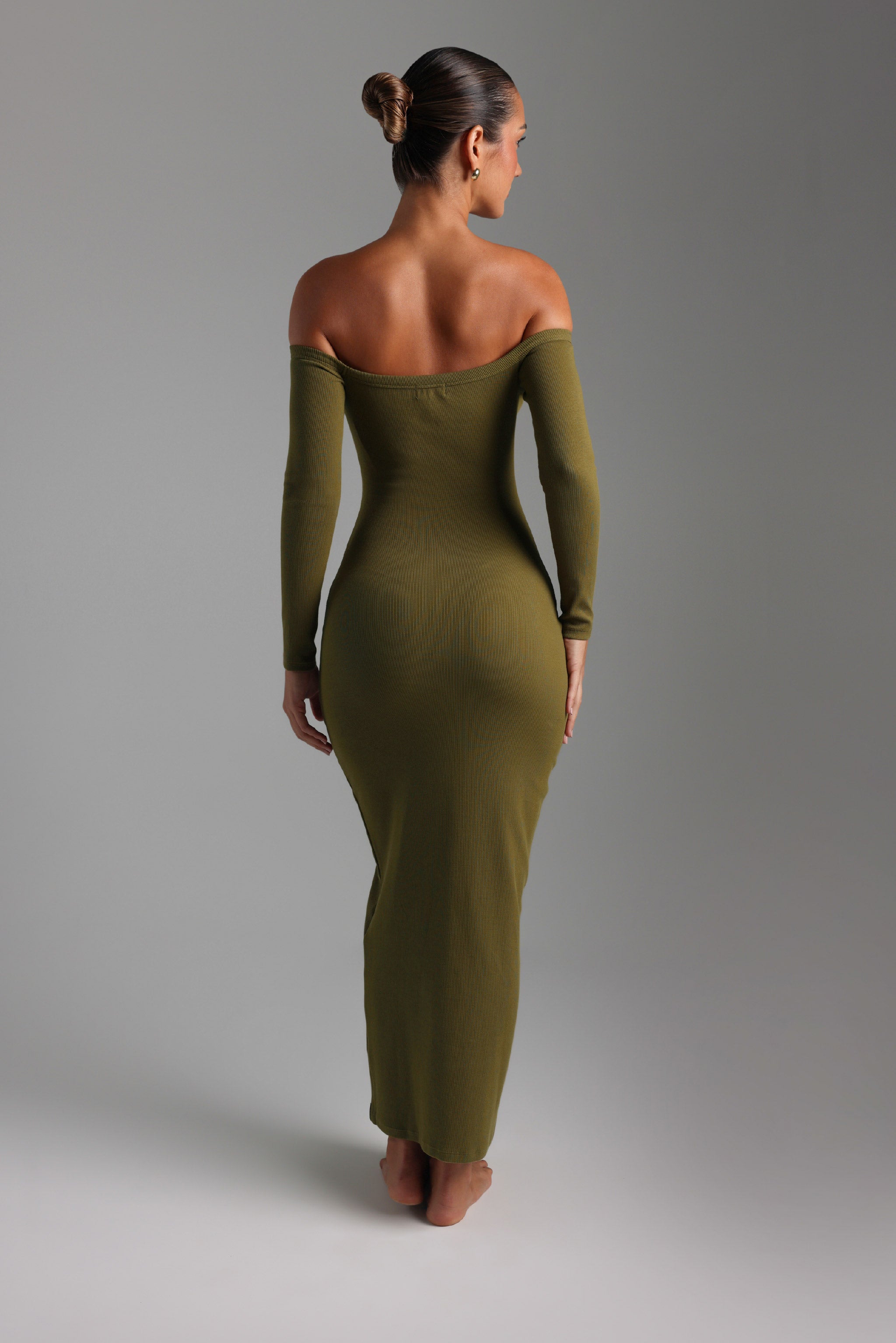 Off Shoulder Maxi Dress - Olive Gaui Off Shoulder Maxi Dress - Olive Gaui