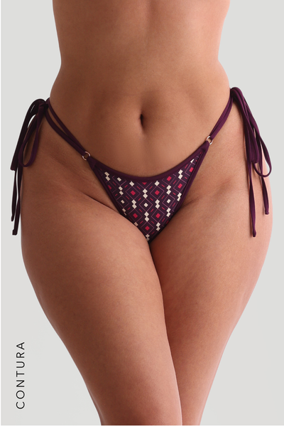 Double Strap Cheeky Bikini Bottom - Vine Mosaic