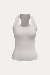 T-SHAPE MICRO-RIBBED TANK TOP - Buttercream