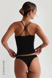 PRIME CAMI CROSSBACK TANK TOP - Black