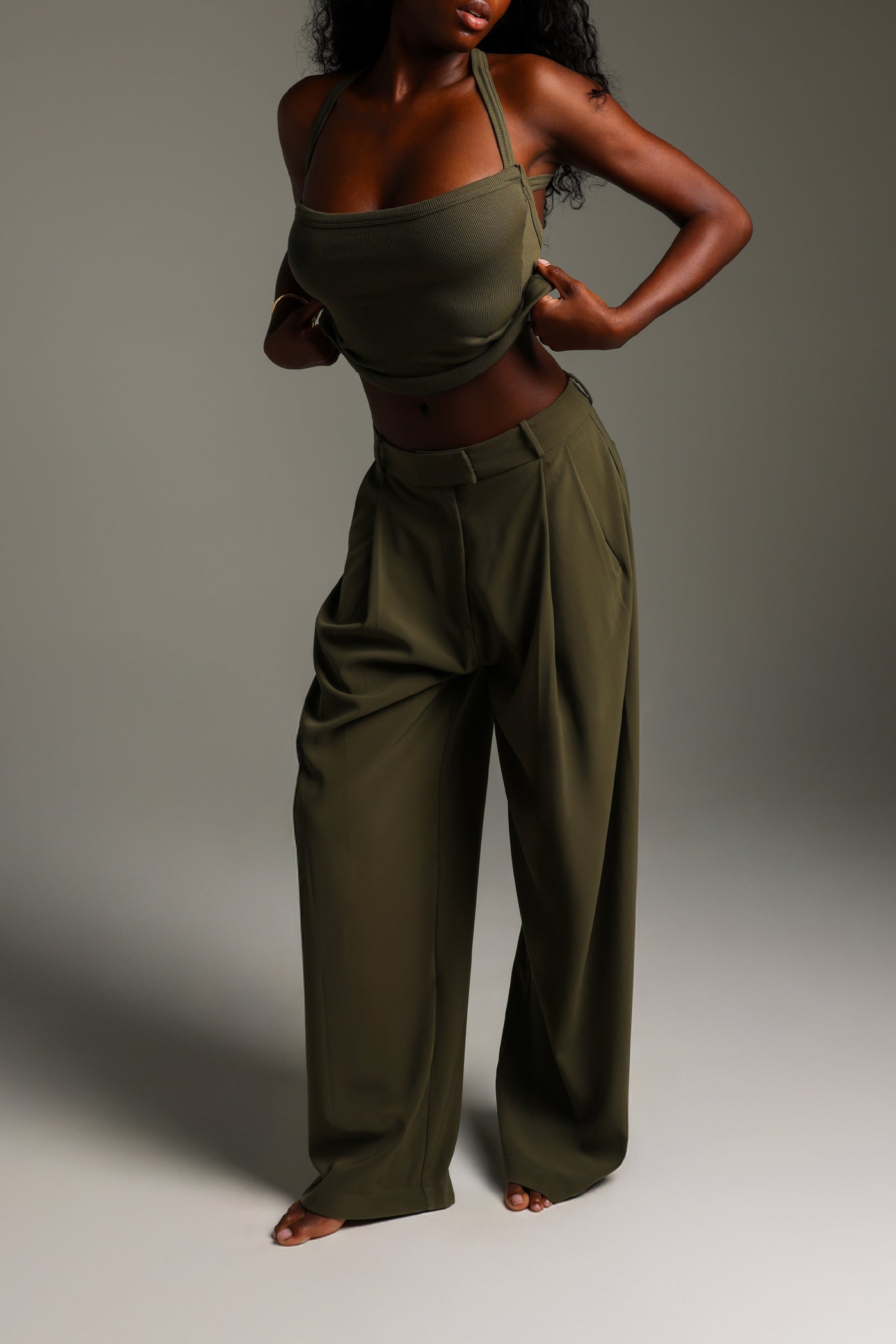 The Ivy Wide-Leg Trousers - Cypress