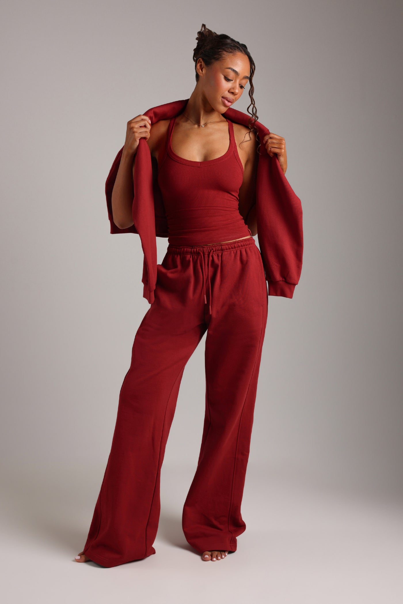 Cotton Boyfriend Sweatpants - Cranberry