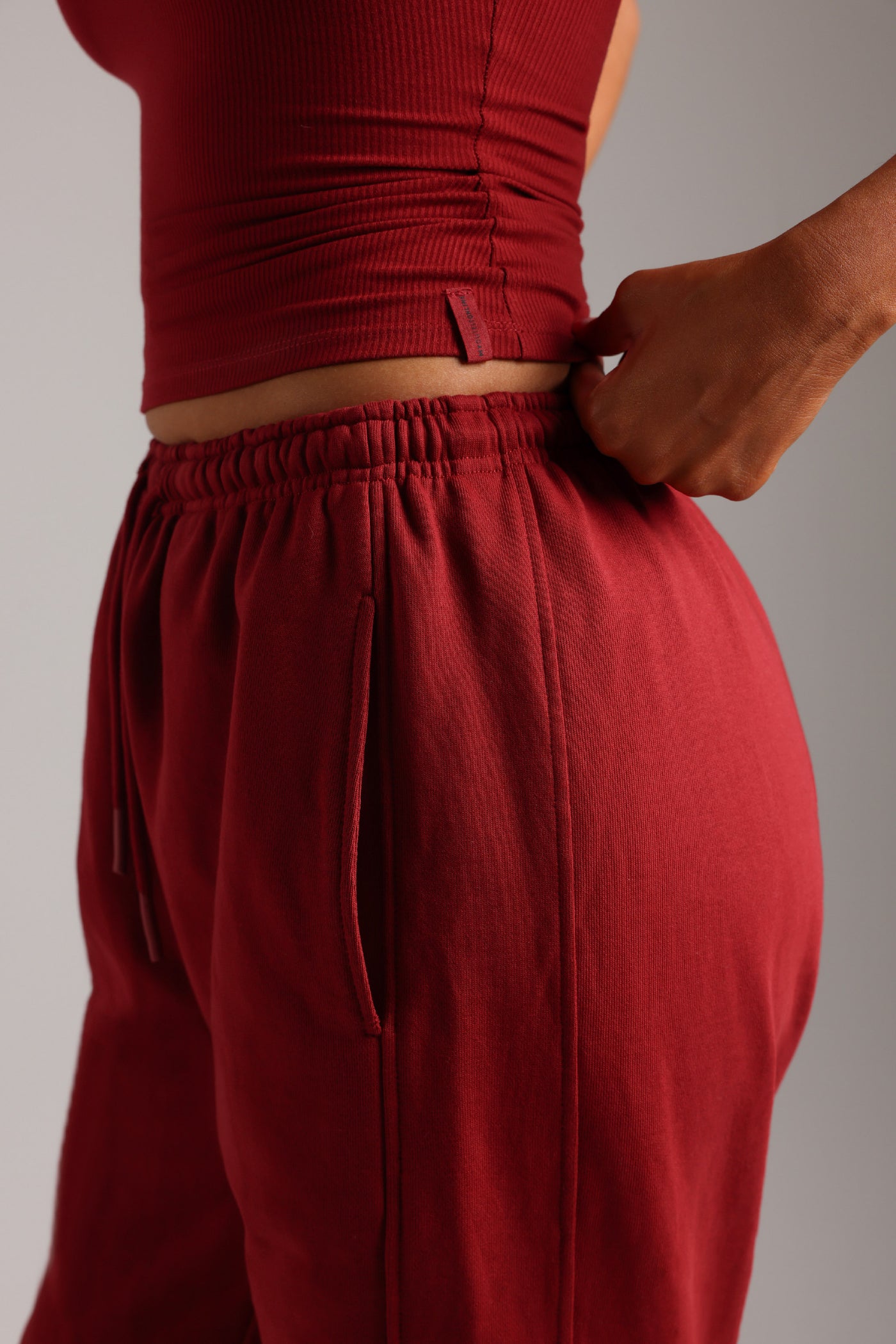 Cotton Boyfriend Sweatpants - Cranberry