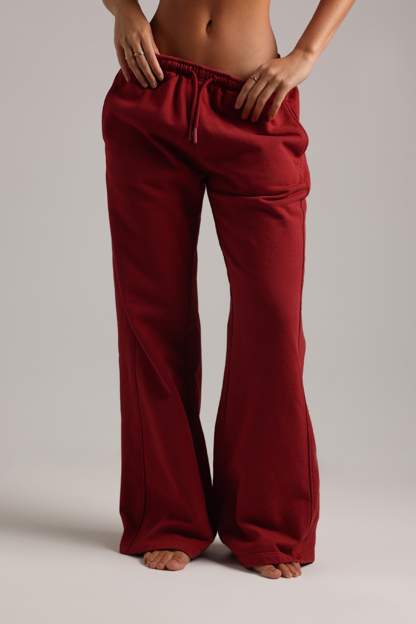 Cotton Boyfriend Sweatpants - Cranberry