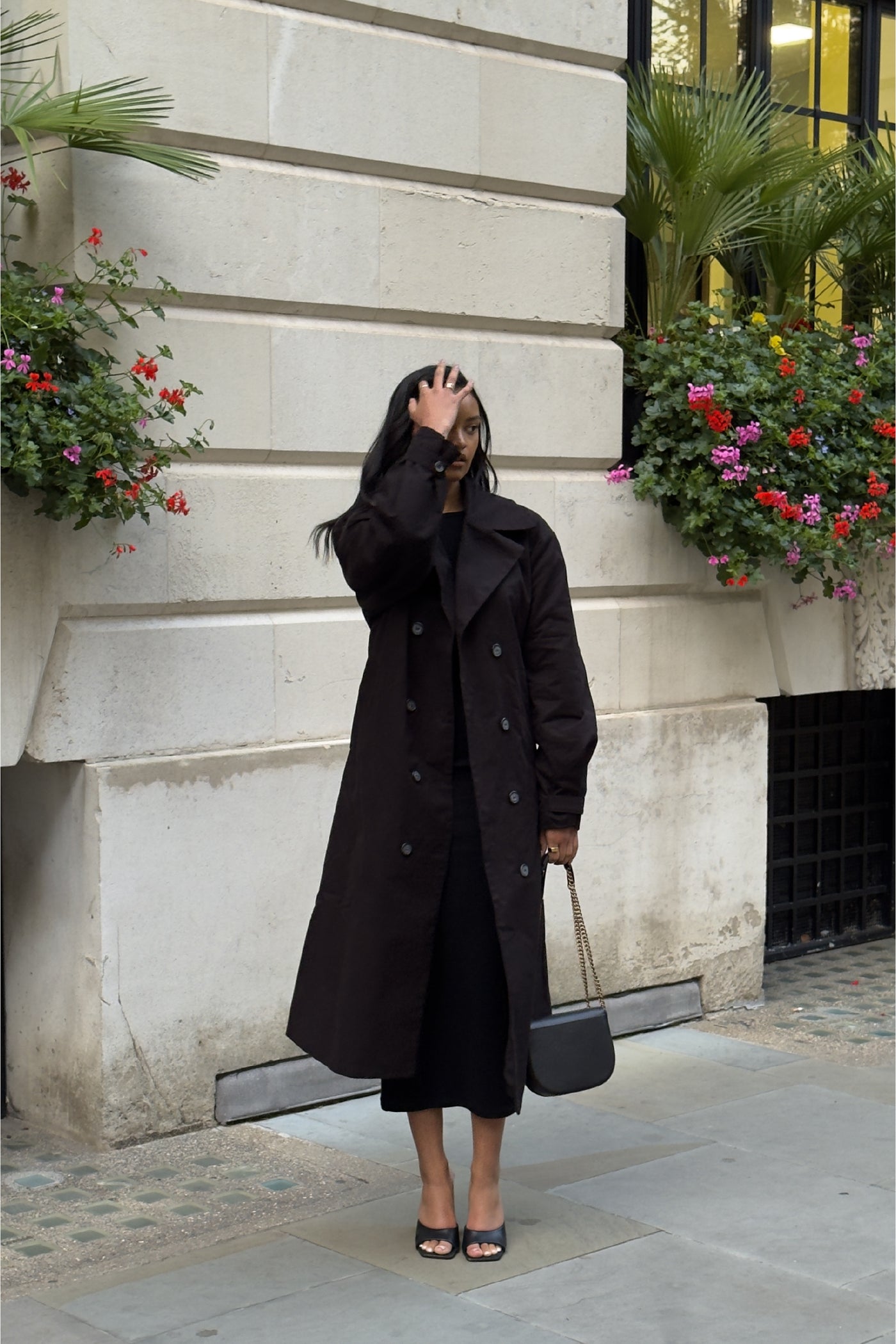 The Arden Midi Trench Coat - Black
