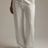 Structured Wide Leg Sweatpants - White