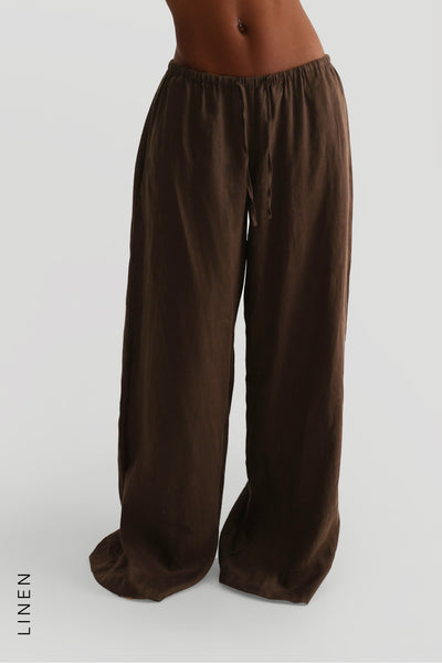 Heritage Linen Wide-Leg Pants - Terra