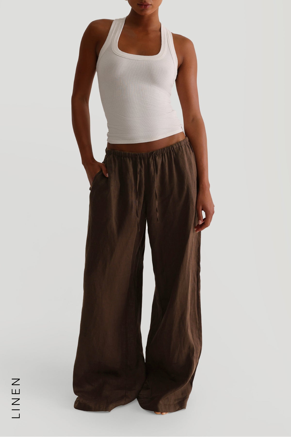 Heritage Leinenhose mit weitem Bein – Terra