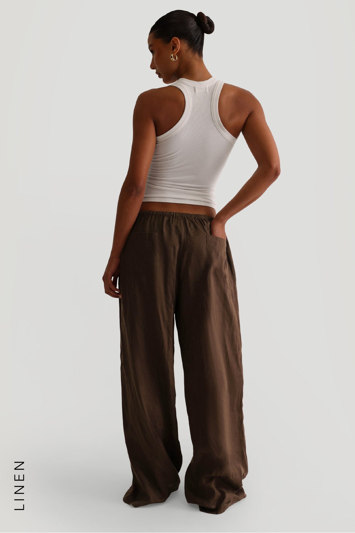 Heritage Leinenhose mit weitem Bein – Terra