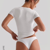 V-Shape Short Sleeve T-Shirt - White