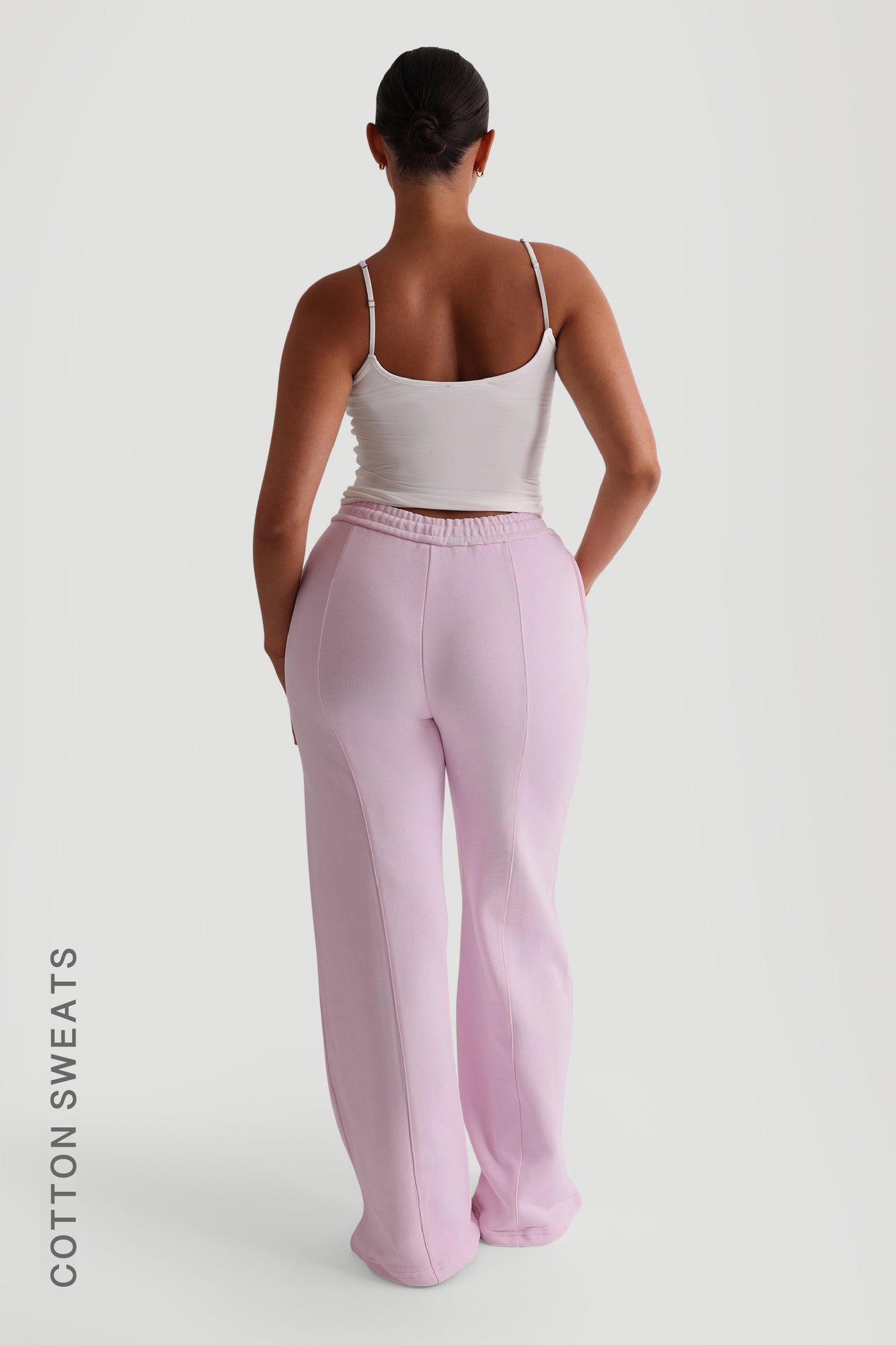 Structured Wide Leg Sweatpants - Soft Pink