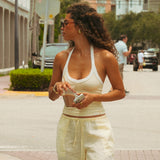 V-Neck Halter Top - Honeybutter/Cream