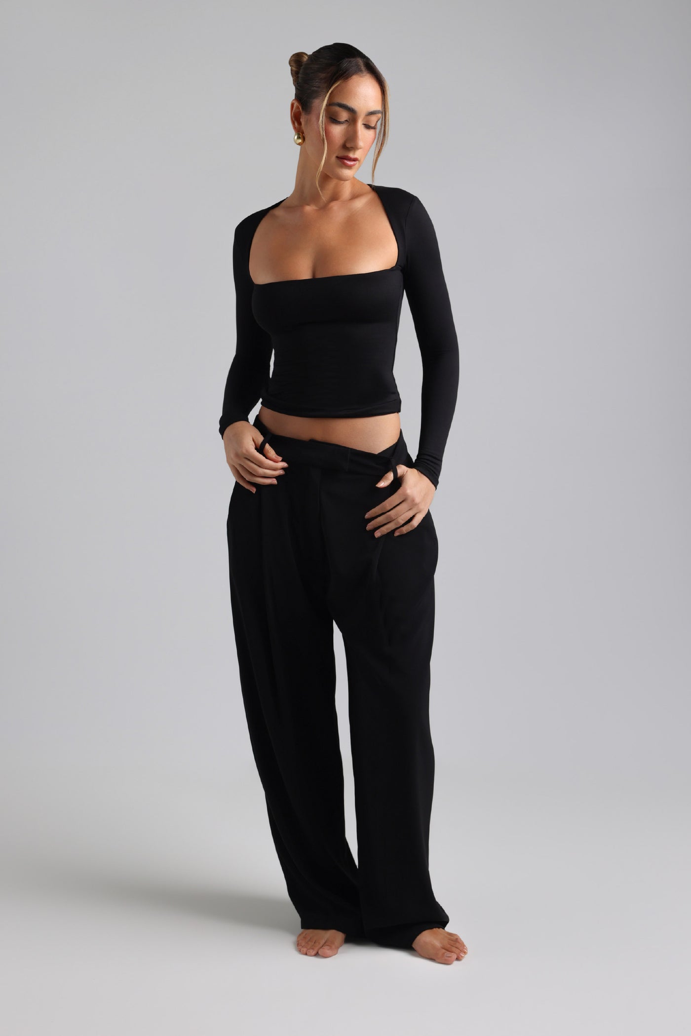 Frame Long Sleeve Top - Black