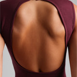 Sleeveless Mock Neck Maxi Dress - Black Cherry