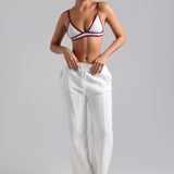 Structured Wide Leg Sweatpants - White