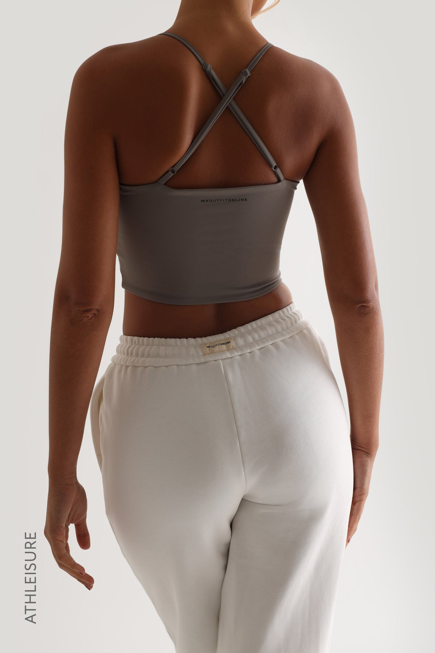 Thin Strap Athleisure Crop Top - Gray
