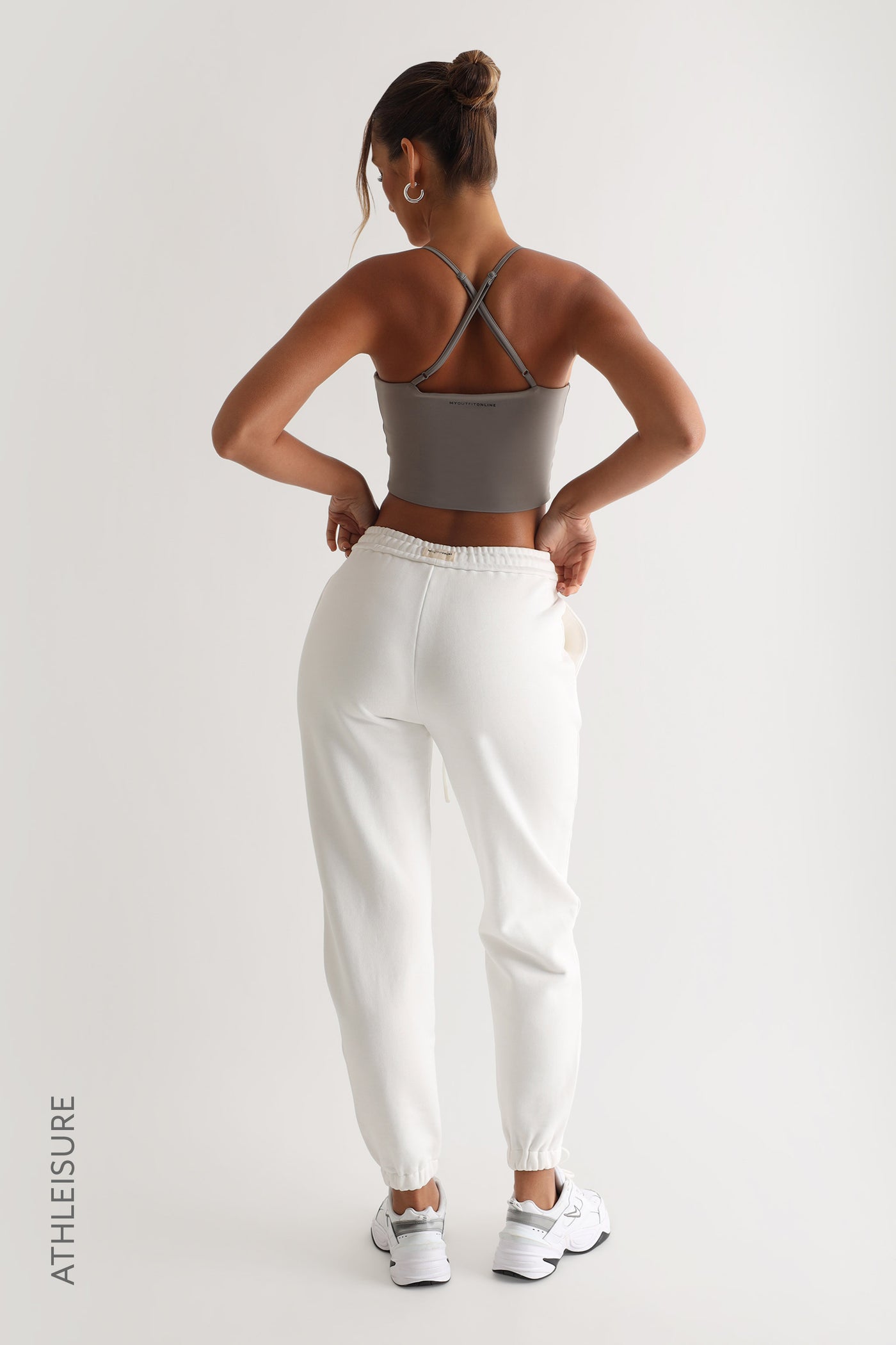 Thin Strap Athleisure Crop Top - Gray