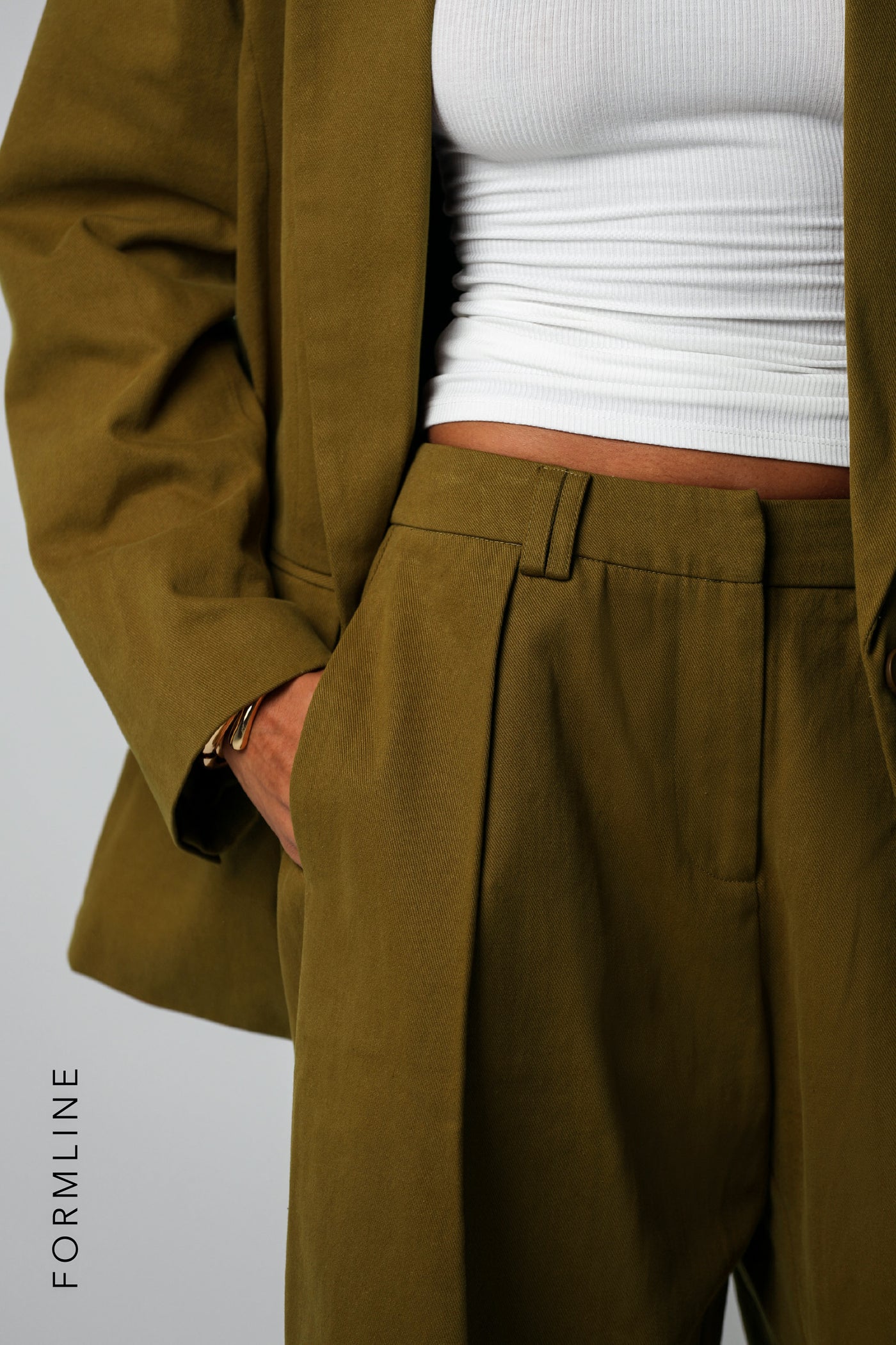 The Meridian Wide-Leg Trousers - Olive Oil