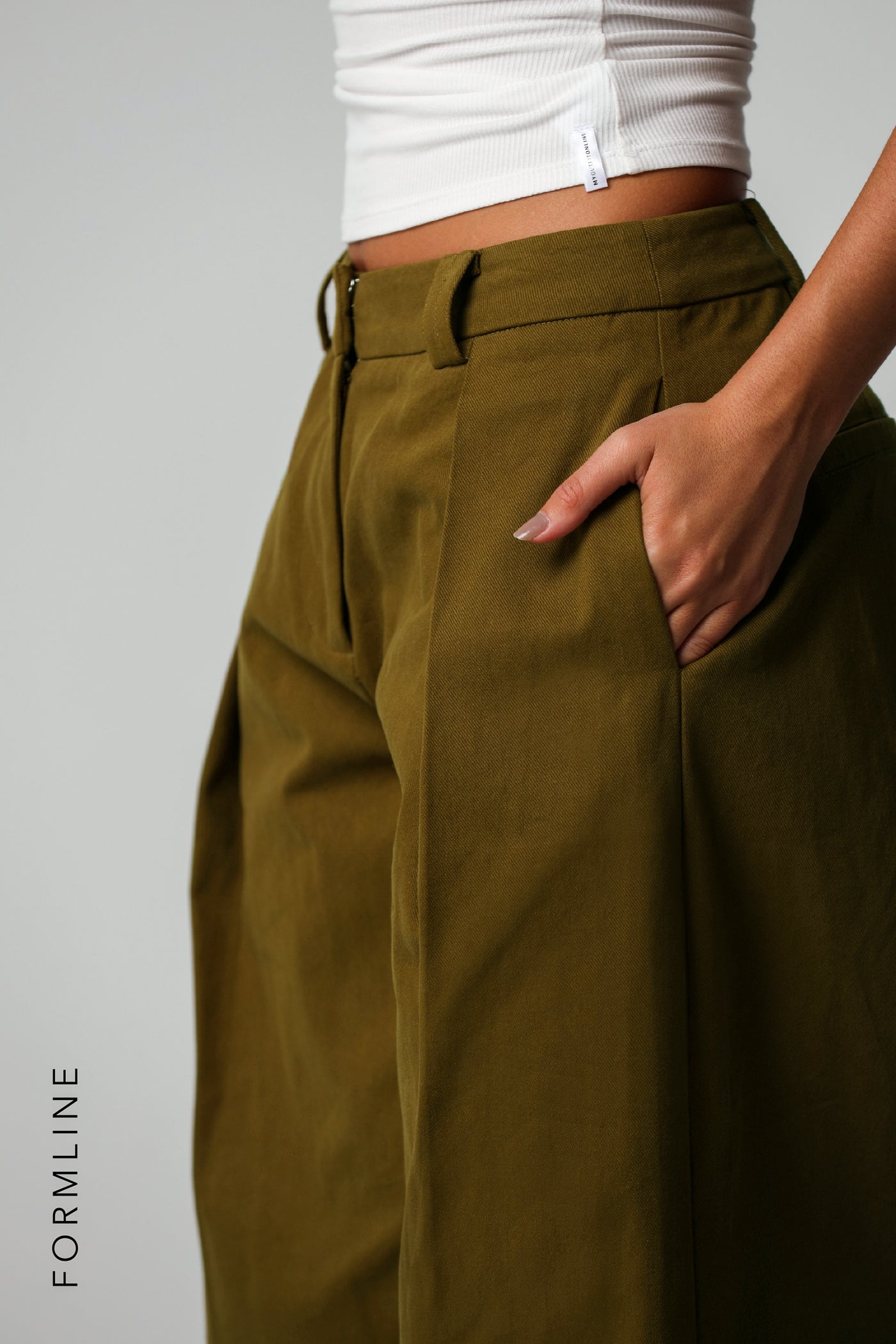 The Meridian Wide-Leg Trousers - Olive Oil