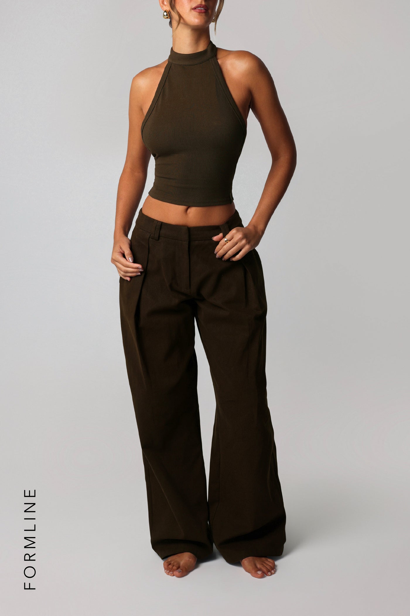 The Meridian Wide-Leg Trousers - Brown Sugar