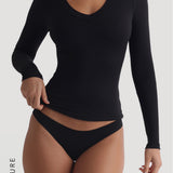 V-Shape Long Sleeve T-Shirt - Black
