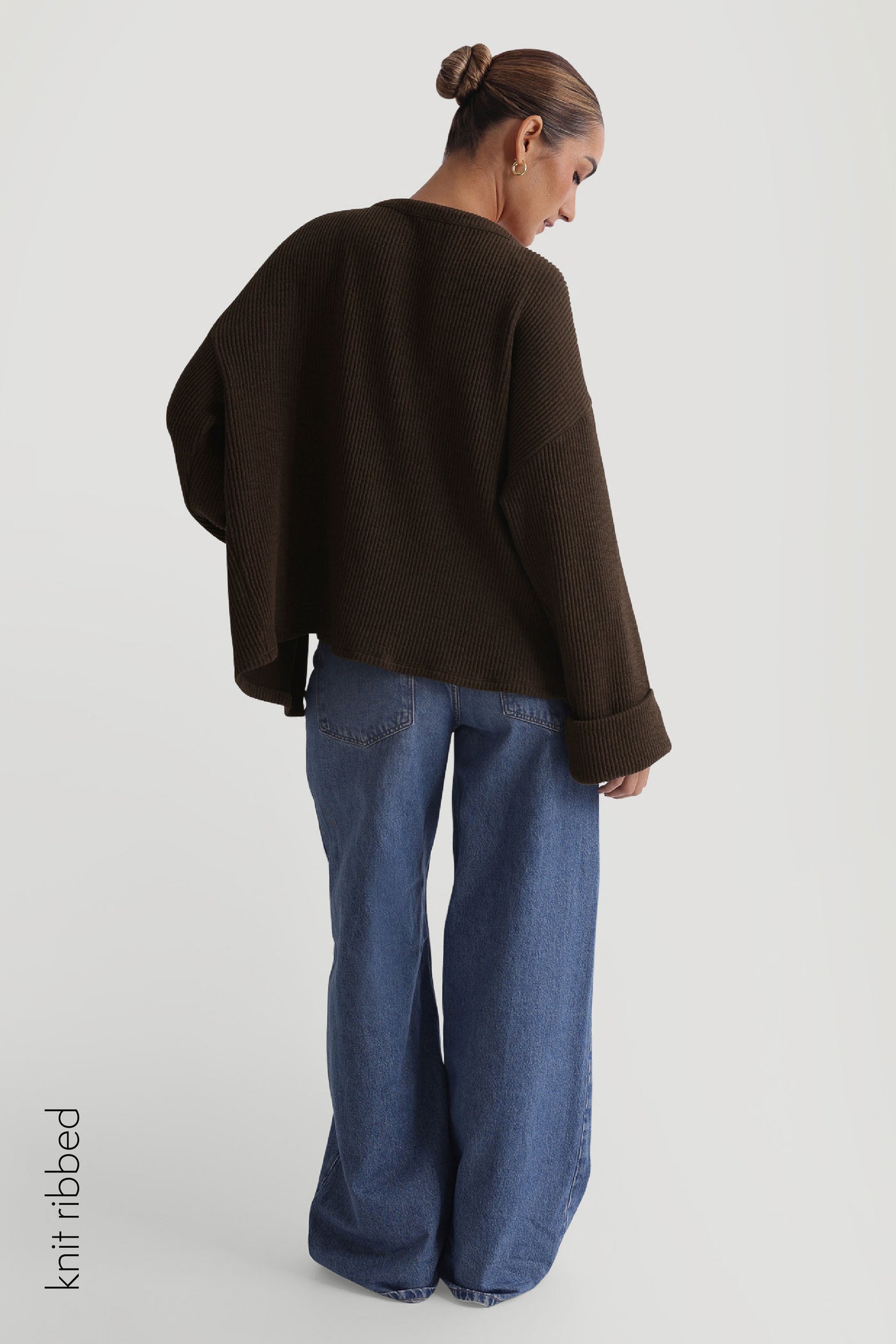 The Ribbed Button Up Cardigan - Light Brown