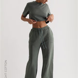 Relaxed Fit Custom-Patch Crop Top - Forest Green