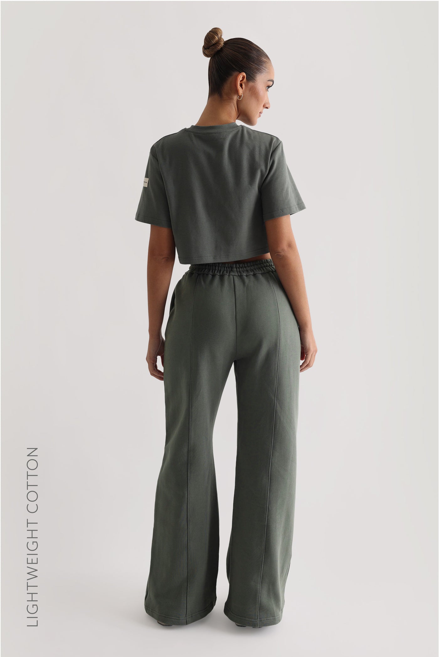 Relaxed Fit Custom-Patch Crop Top - Forest Green