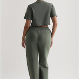 Relaxed Fit Custom-Patch Crop Top - Forest Green