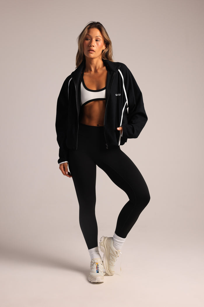 Sporty Fleece Jacket - Black