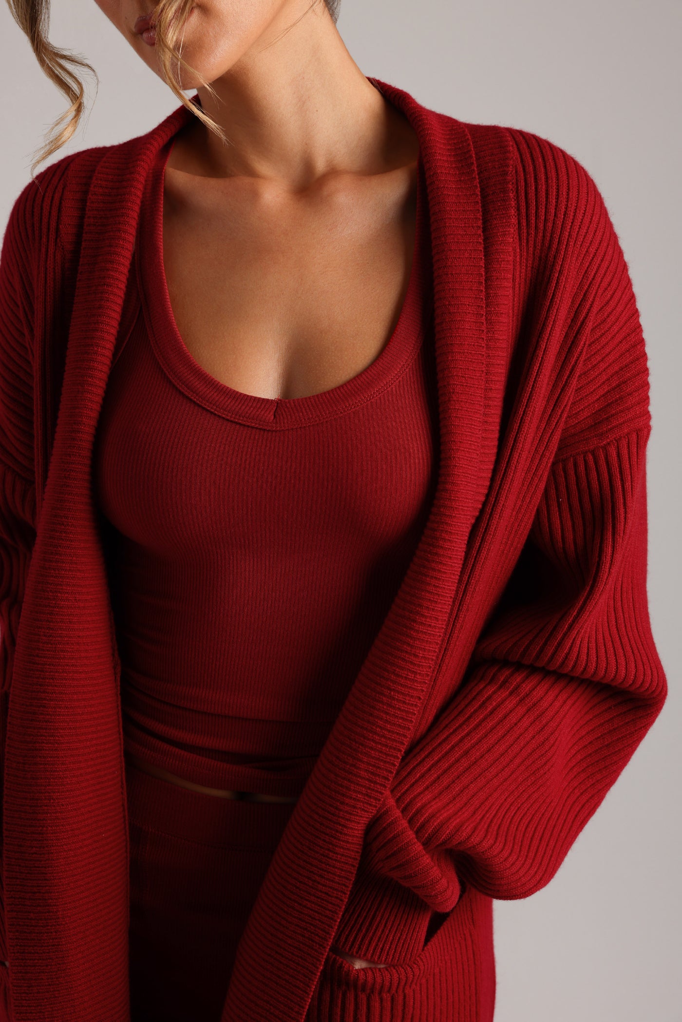 Merino Wool Cardigan - Cranberry