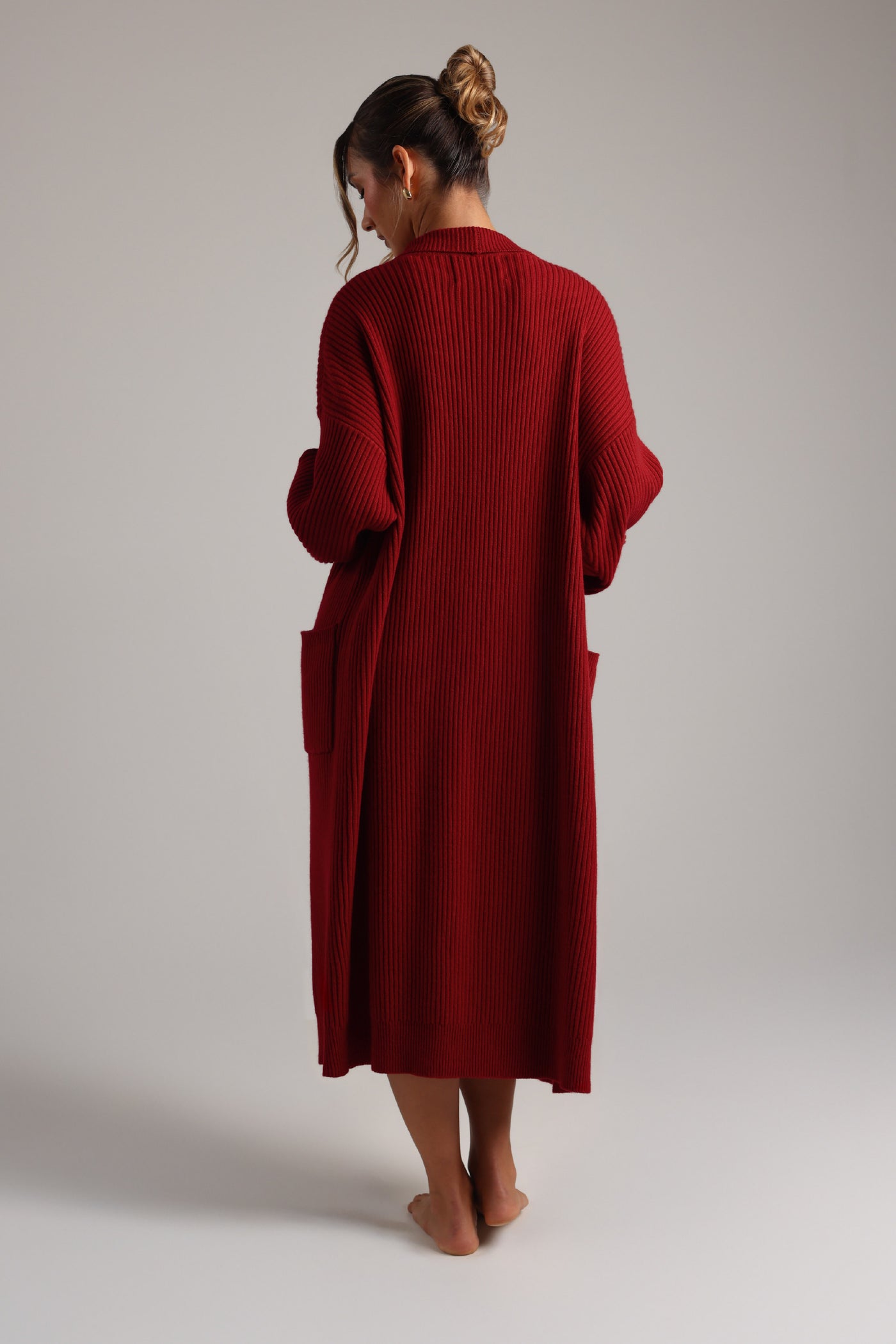 Merino Wool Cardigan - Cranberry