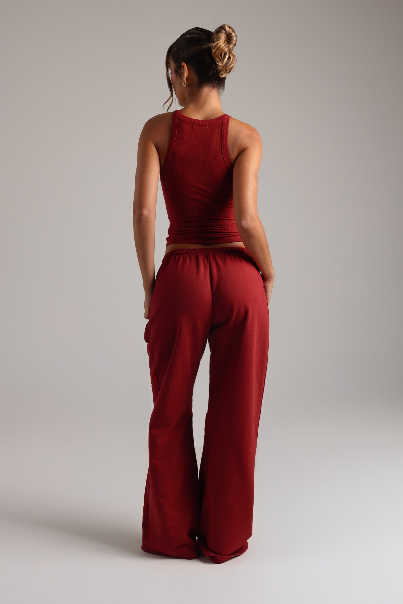 Cotton Boyfriend Sweatpants - Cranberry