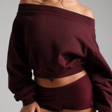 Drop Shoulder Sweatshirt - Black Cherry