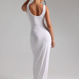 Tank Micro-Ribbed Maxi Dress - White