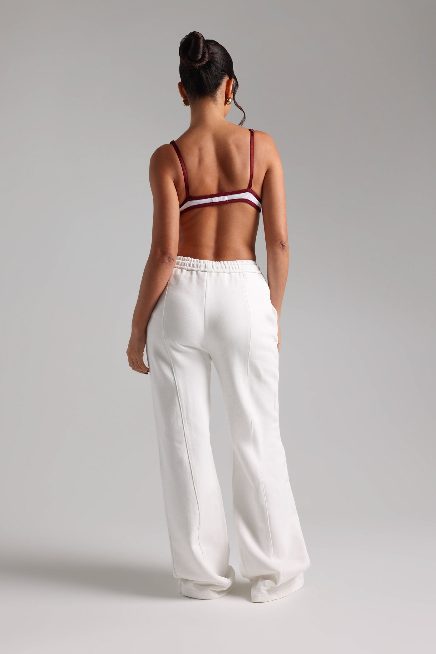 Structured Wide Leg Sweatpants - White