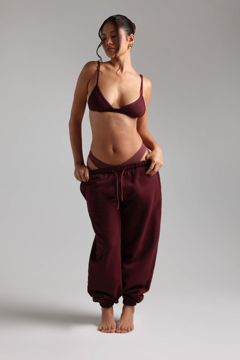 The Demi Micro-Ribbed Bralette - Black Cherry