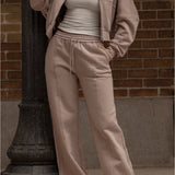 Structured Wide Leg Sweatpants - Warm Mocha