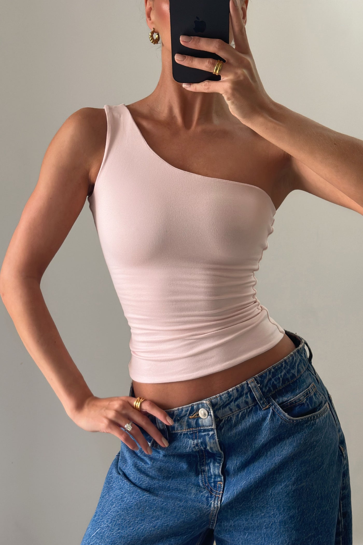 The One Shoulder T-Shirt - Light Rose
