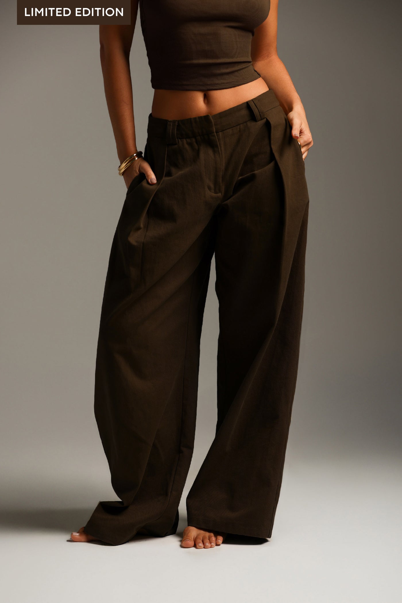 The Meridian Wide-Leg Trousers - Brown Sugar