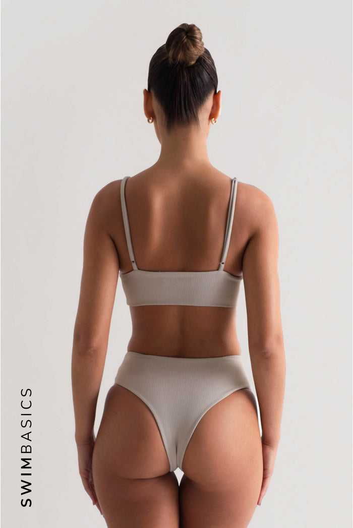 Core Textured Bikini Bottoms - Light Gray