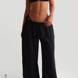 Double Strap Triangle Bikini Top - Black