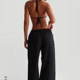 Double Strap Triangle Bikini Top - Black