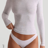 Crew Micro-Ribbed Long Sleeve Top - Light Heather Grey
