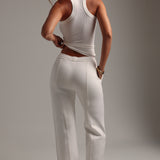 Structured Wide Leg Sweatpants - White