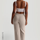 Structured Wide Leg Sweatpants - Buttercream