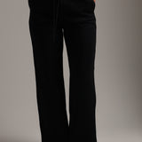 STRUCTURED WIDE LEG SWEATPANTS - Black