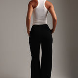 STRUCTURED WIDE LEG SWEATPANTS - Black